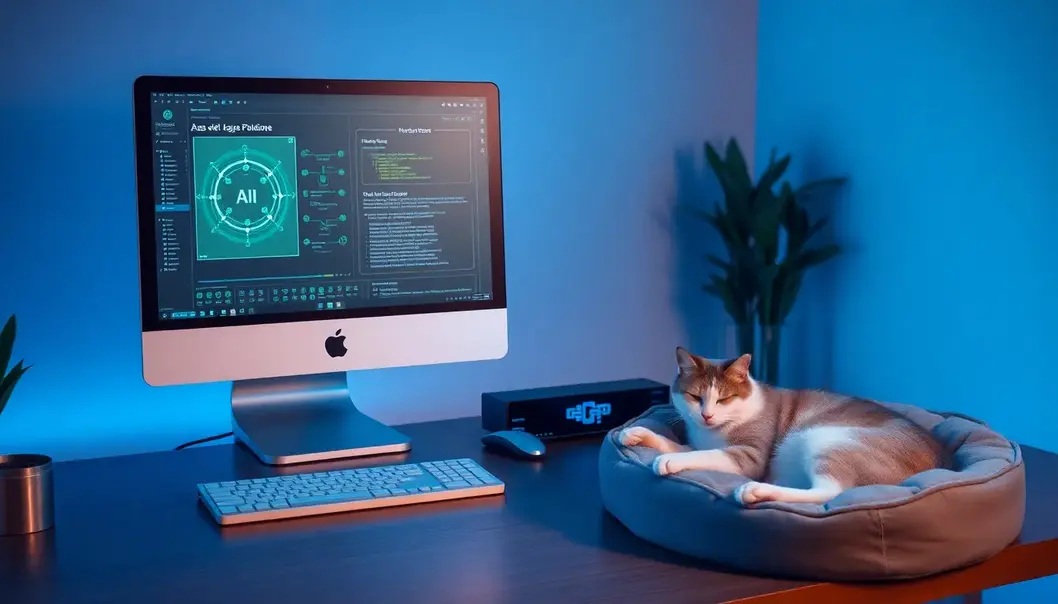 AI-enhanced productivity in pet-friendly workspaces.